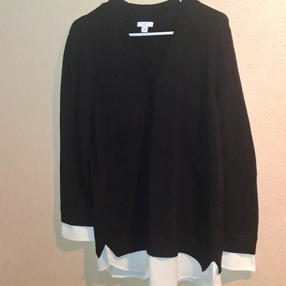 ❤️ J. Jill Black & White V Neck Sweater
